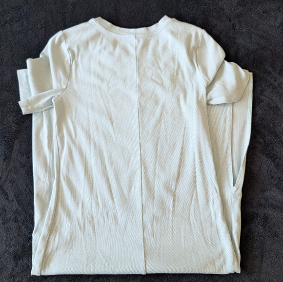 A New Day Mint Midi Ribbed T Shirt Dress Slit Crewneck Small Sea Foam Green - Picture 7 of 9